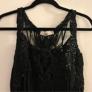 Fringe black tank top